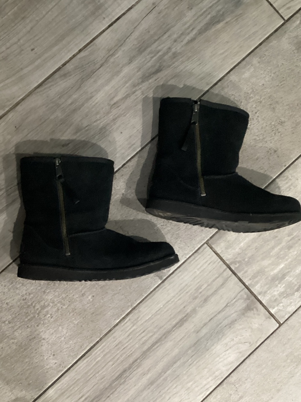 UGG Black Suede Side-Zip Ankle Boots size 8